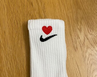 Custom embroidered nike socks heart design