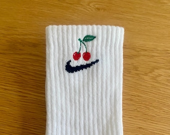 Custom embroidered nike socks sweet cherries