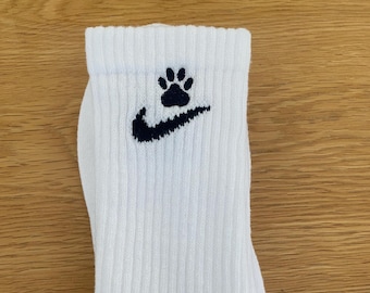 Custom embroidered nike socks paw print