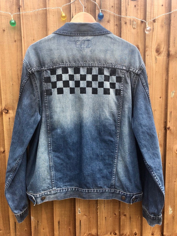 checkered jean jacket