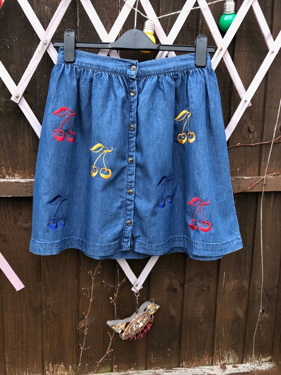 colourful denim skirt