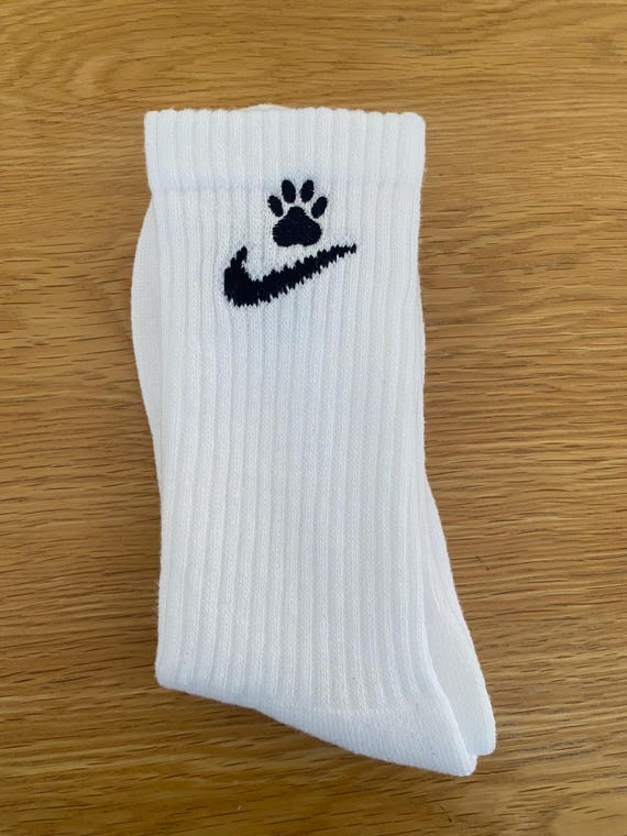 Custom embroidered nike socks paw print