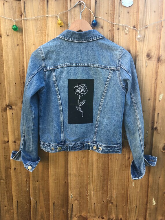 off white denim jacket rose