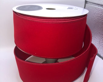 Red Velveteen Wired Ribbon, Farrisilk, 2.5 inch, 10 Yards