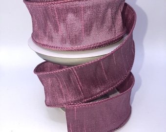 Rosy Mauve Dupioni Wired Ribbon, 1.5 inch, 10 Yards