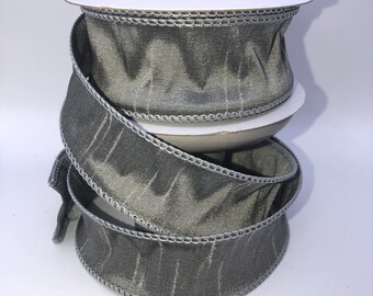 Silver Dupioni Ribbon, 1.5 Inch Wired Ribbon, 10 Yards