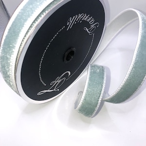 2 Toned Light Blue and White Velvet Ribbon, 1 inch, 10 yards, Designer ribbon, Farrisilk ribbon, wired, velvet ribbon, Ribbon, Light Blue