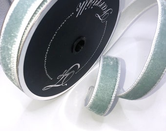 Two-Tone Light Blue Velvet Ribbon, Wired Edge, 1-Inch, 10 Yards