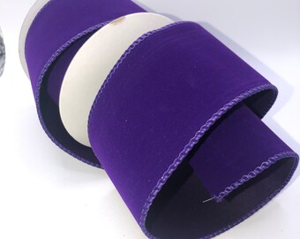 Purple Velvet Wired Ribbon, 2.5 inch, 10 Yards