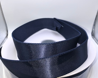 Navy Blue Wired Satin Ribbon, 1.5 inch, 50 Yards