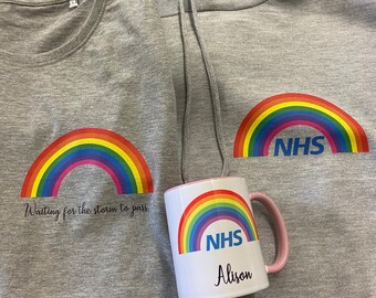 RAINBOW Ladies Fit T-Shirt || NHS - tshirt || GREY
