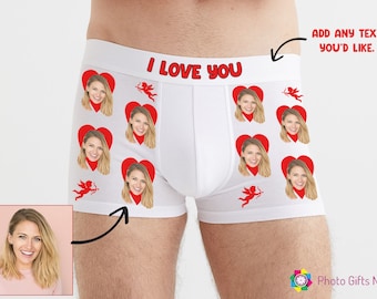 Personalised Face Boxers || Add any text, Custom gift  Underwear Photo, Boxer Briefs, Photo Boxers, Gift for Boyfriend/Husband / Christmas