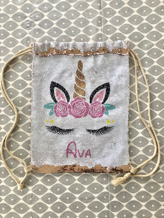 Personalised sequin drawstring bag sales