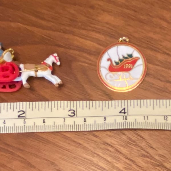 Hallmark Miniature Christmas Ornaments Sleigh Ride and Swan Boat