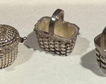 Vintage Sterling Silver Charms Market Baskets