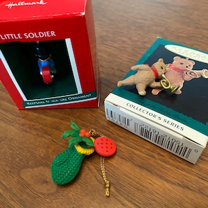 Vintage Miniature Christmas Ornaments from Hallmark and Enesco Lot of 3