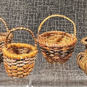 Vintage Miniature Wicker Baskets Collection for Dollhouse Set of 4