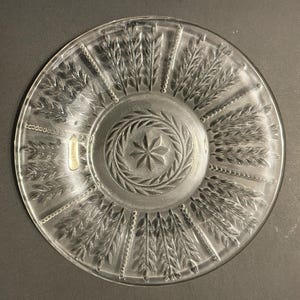 Federal Glass Wheat and Star Pattern Dessert Plates Set of 6