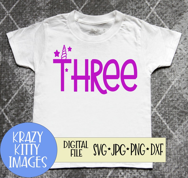 digital download Girls Unicorn 3rd Birthday Svg Three unicorn svg eps jpg Girls Third Birthday svg girls birthday unicorn png dxf