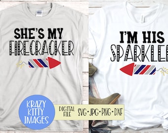 4th of july couples svg, im his sparker, shes my firecracker svg, independence day svg, fourth of july svg, png, jpg, eps, dxf, digital