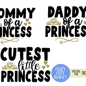 mama van een prinses svg, papa van een prinses svg, schattigste kleine prinses svg, prinses verjaardag svg, bijpassende familie svg, verjaardag png, dxf