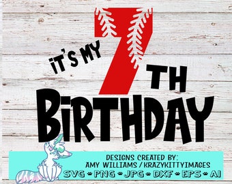 boys 7th birthday svg, boys baseball birthday svg, seventh birthday svg, boys birthday svg, softball numbers svg, sports birthday svg, png