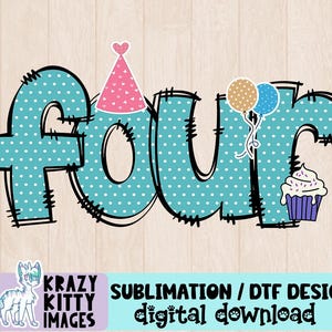 vier Jahre alt png, Sublimation png, dtf transfer, digital download, print and cut download, Mädchen zum 4.Geburtstag png, 4 Jahre alt