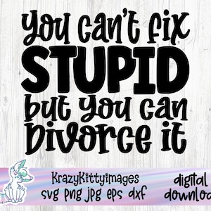 Je kunt dom niet repareren, maar je kunt het scheiden Png Svg, grappige Svg, sarcasme Svg, volwassen humor Svg Quote Sublimation Cut File