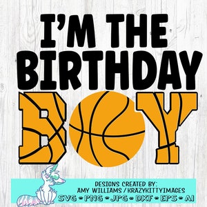 Svg de basket-ball d'anniversaire de garçon pour le camée de cricut, fichier d'impression et de coupe de png de sports d'anniversaire, svg de basket-ball, téléchargement numérique d'anniversaire de garçons