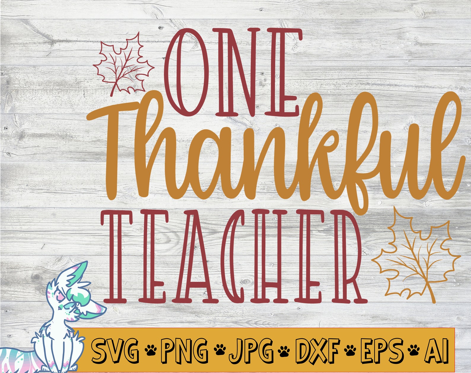 One Thankful Teacher Svg School Svg Thanksgiving Svg - Etsy