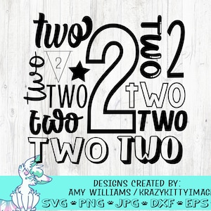 Nummer 2 svg, zwei Jahre alt svg, zwei svg, Geburtstagsjunge svg, Geburtstagskind svg, 2, png, jpg, dxf, sofort-download, Zwei Schnittdatei, kommerziell