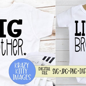 Big Brother Svg, Little Brother Svg, Big Brother Little Brother Svg Bundle, Novo bebê svg, Anúncio de gravidez, png, jpg, eps,dxf, digital