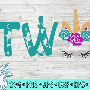 2nd Birthday Unicorn Svg 2nd Birthday Mermaid Svg Girls - Etsy