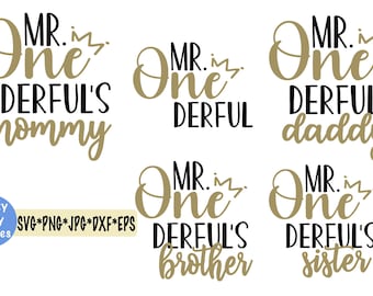 Mom of birthday boy svg, Mr Onederful&#39;s dad svg,1st birthday svg, birthday boy svg, family birthday svg, png, jpg, eps,dxf,digital download