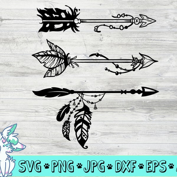 Arrow SVG, Arrow DXF, Arrow Clipart, Arrow bundle, Cutter Files, Arrow cutting file, tribal arrow svg, Feather Arrow svg, digital download