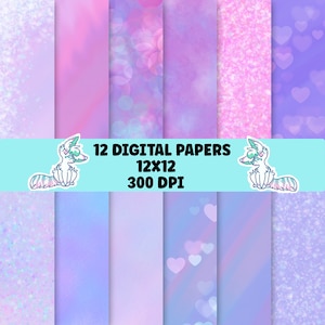 Pink Blue Ombre Digital Paper Princess Glitter,Descarga instantánea,papeles de scrapbooking digital Bokeh Confetti Pattern,Bubble Gum impresiones digitales