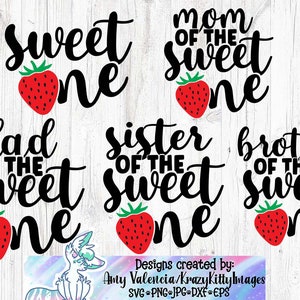 Mamá y papá del dulce, archivos SVG de fresa, SVG de cumpleaños familiar coincidentes, tema de fresa de la niña del primer cumpleaños, archivo de corte svg cricut