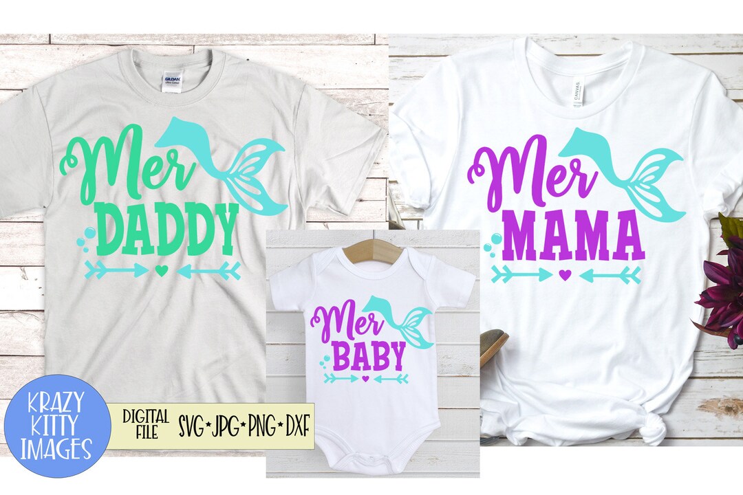 Mer Mama Svg, Mer Daddy Svg, Mer Baby Svg, New Baby Mermaid Svg ...