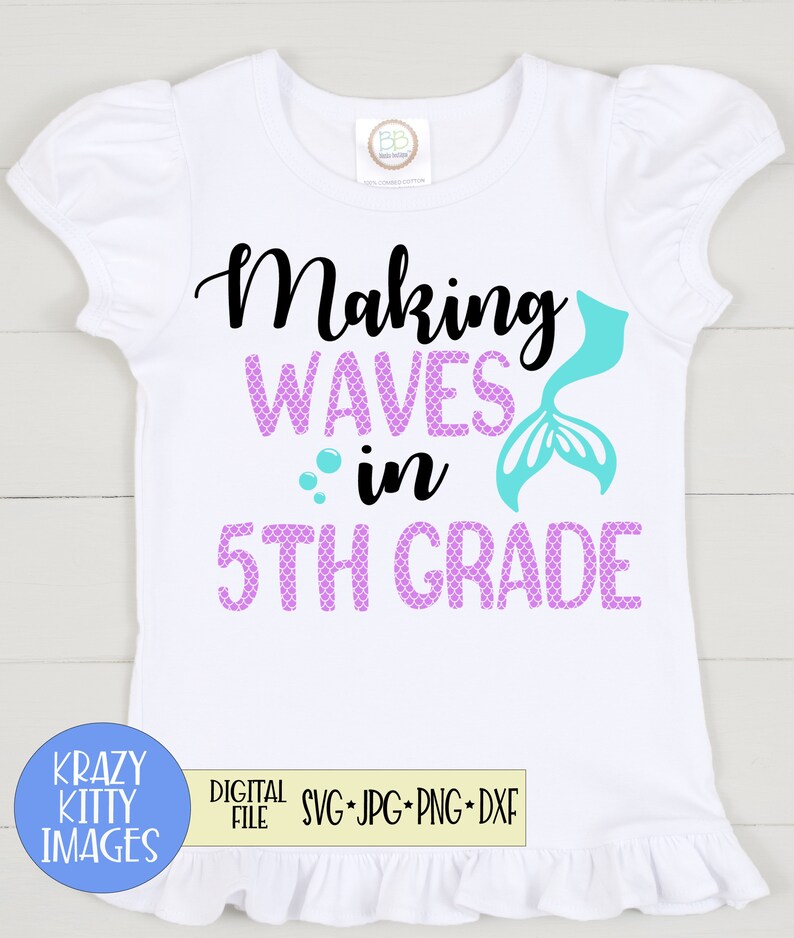 girl school shirt Fifth Grade SVG 1st day of school svg file Back to school 5th Grade svg school cut file Mermaid Svg school shirt
