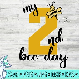 mein zweiter Geburtstag Svg, 2. Geburtstag Svg, Bee Geburtstag Svg, Bienentag Svg, Mädchen Geburtstag Svg, jungen Geburtstag Svg, Png, jpg, Dxf, Eps, digital