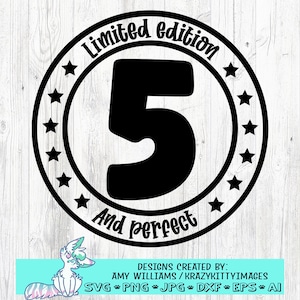 Numéro 5 anniversaire svg, Cinq svg, 5 ans svg, Cinquième anniversaire Svg, 5 svg, anniversaire fille, anniversaire garçon, png, jpg, dxf, téléchargement instantané