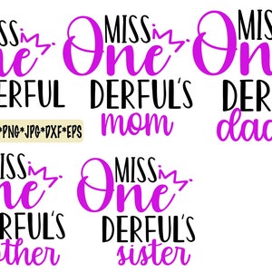 Mama des Geburtstags Mädchen svg,Miss Onederful's Dad svg,1. Geburtstag svg,Geburtstag Mädchen svg,Familiengeburtstag svg,png,jpg,eps,dxf,geburtstag svg