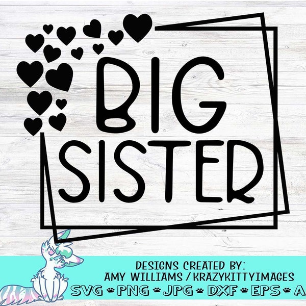 Big Sister Shirt Svg, Heart Sister Png, Big Sis Png, Pregnancy Announcement, New baby svg, Sublimation Design, Cut File, Download