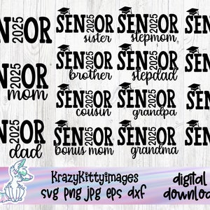 Senior 2025 familie Svg bundel, Senior moeder Svg, Senior vader Svg, Senior oma Svg, Senior broer Svg, Senior zus Svg, Jpg, png, dxf, eps