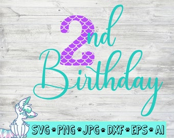 2nd birthday svg, second birthday svg, girls 2nd birthday svg, baby girls birthday svg, birthday party svg, png, jpg, eps, dxf, digital