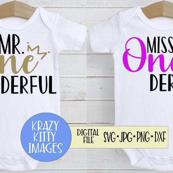 First birthday Svg Bundle, Mr. Onderful Svg, Miss Onederful Svg, Boys 1st Birthday Svg, Girls 1st Birthday Svg, Twins Birthday Svg Bundle