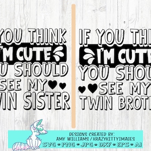 wenn du denkst, dass du mein Bruder SVG, Schwester Schnittdatei, Zwillinge SVG, neues Baby svg, lustige Zwillinge Spruch, png jpg, dxf, direkter Download