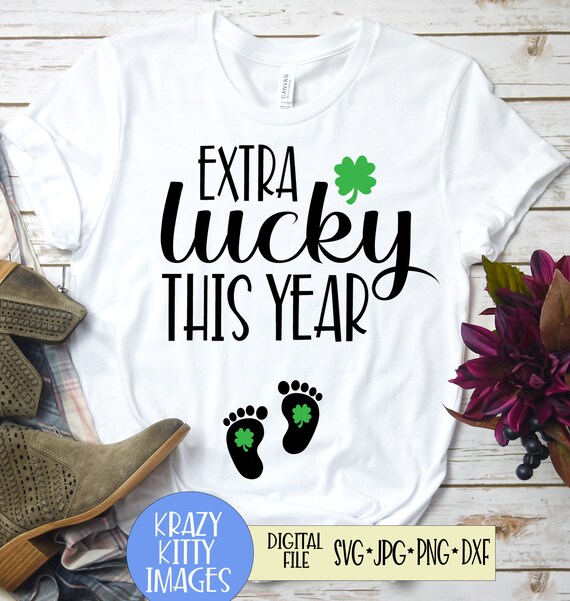 Download St Patricks Day Pregnancy Announcement Svg Extra Lucky This Etsy