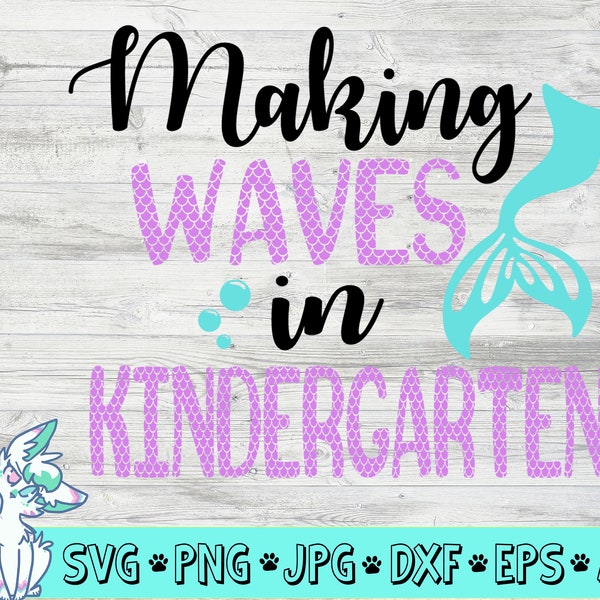 Kindergarten SVG file, Mermaid svg, First Day of School svg, Back to School, Girls kindergarten svg cut file, png, jpg, eps, dxf, digital