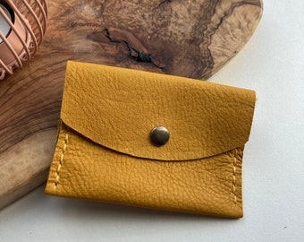 Ochre/ Yellow small leather cardpouch or catch all pouch